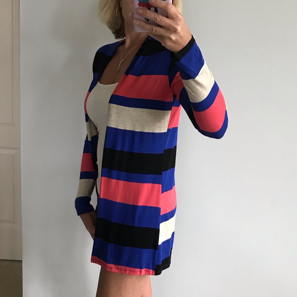 ♥️1 SM LEFT♥️Striped Open Front Cardigan - Picture 3 of 6